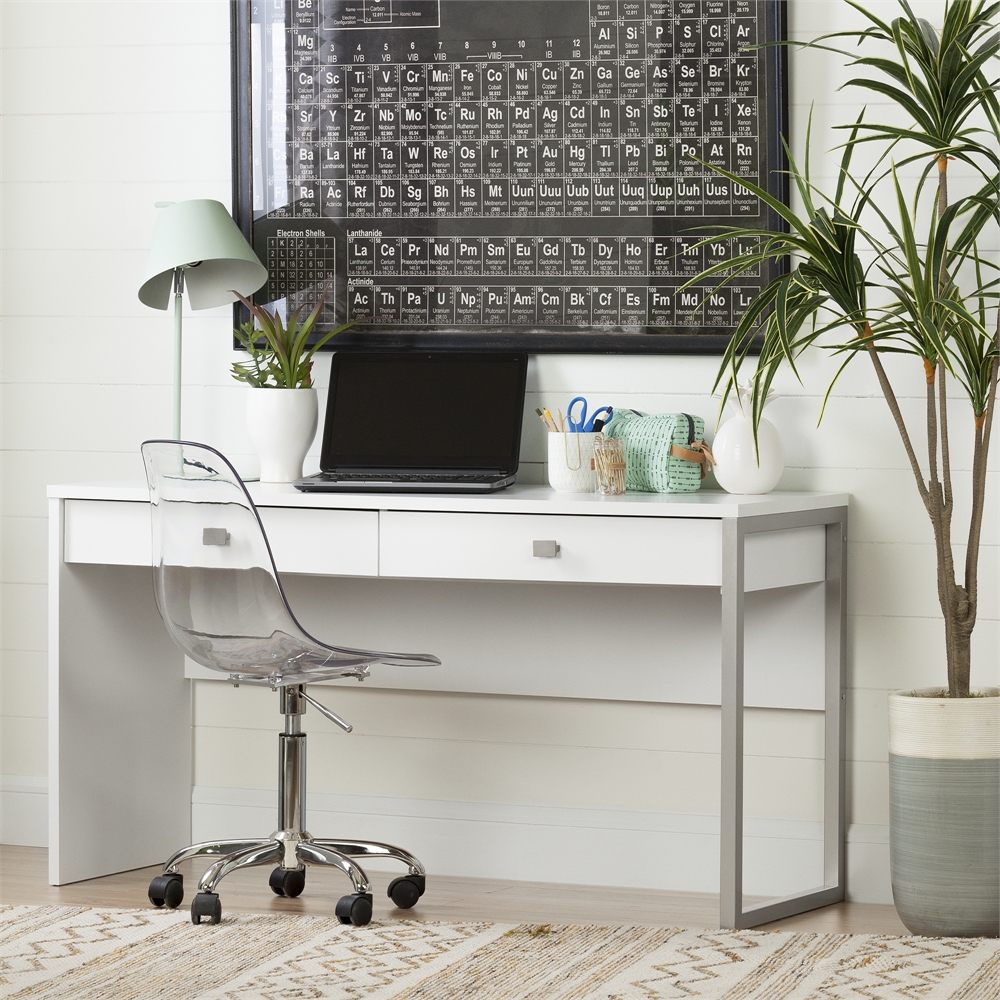 South Shore Interface Desk with 2 Drawers, Pure White. Picture 2