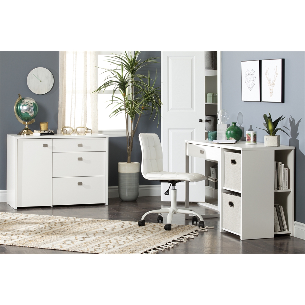 Interface Storage Unit with File Drawer, Pure White. Picture 5
