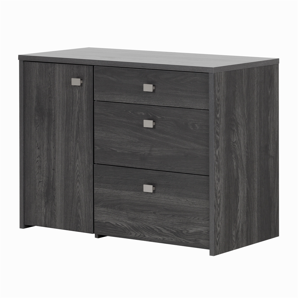 Interface Storage Unit with File Drawer, Gray Oak. Picture 1