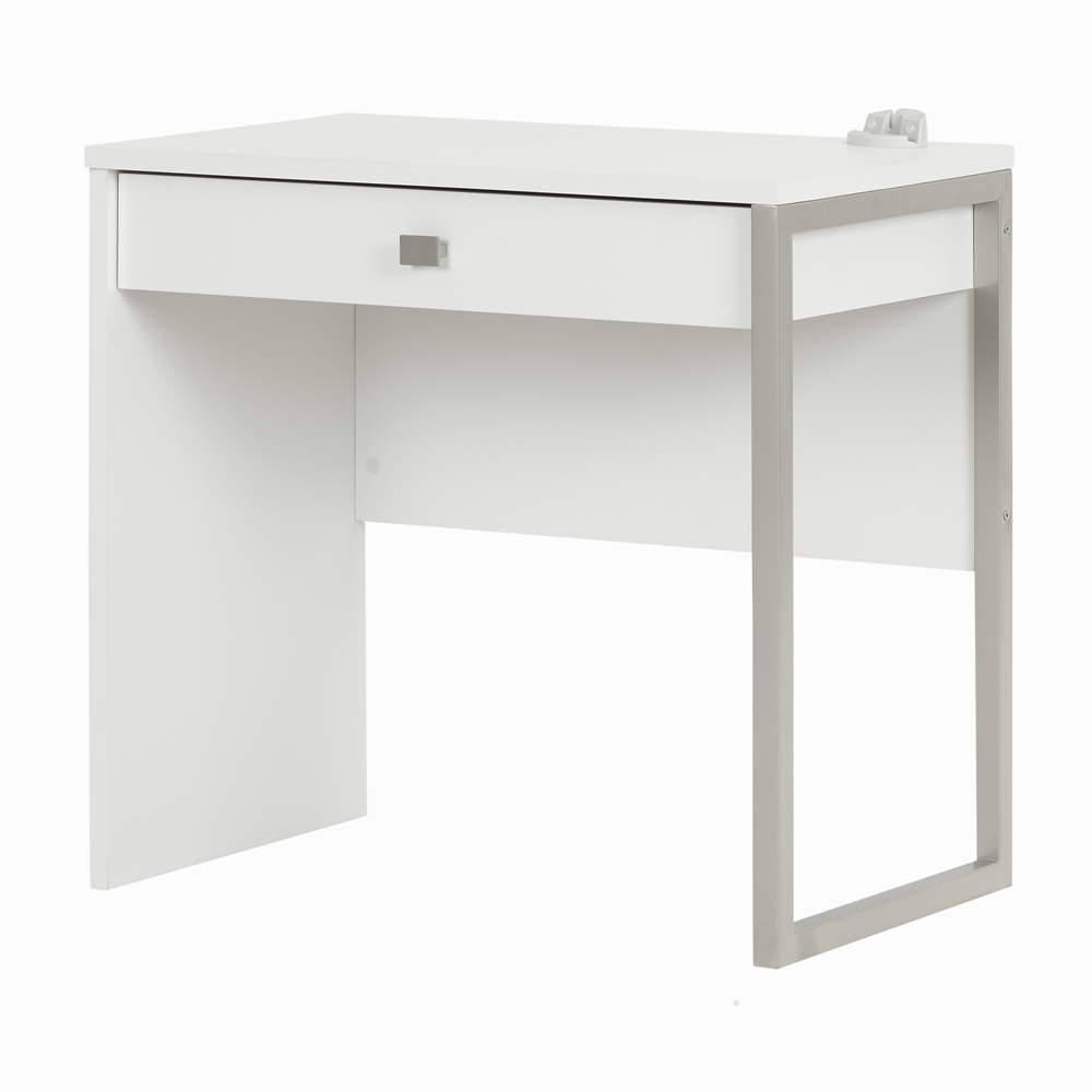 Interface Desk with 1 Drawer, Pure White. The main picture.
