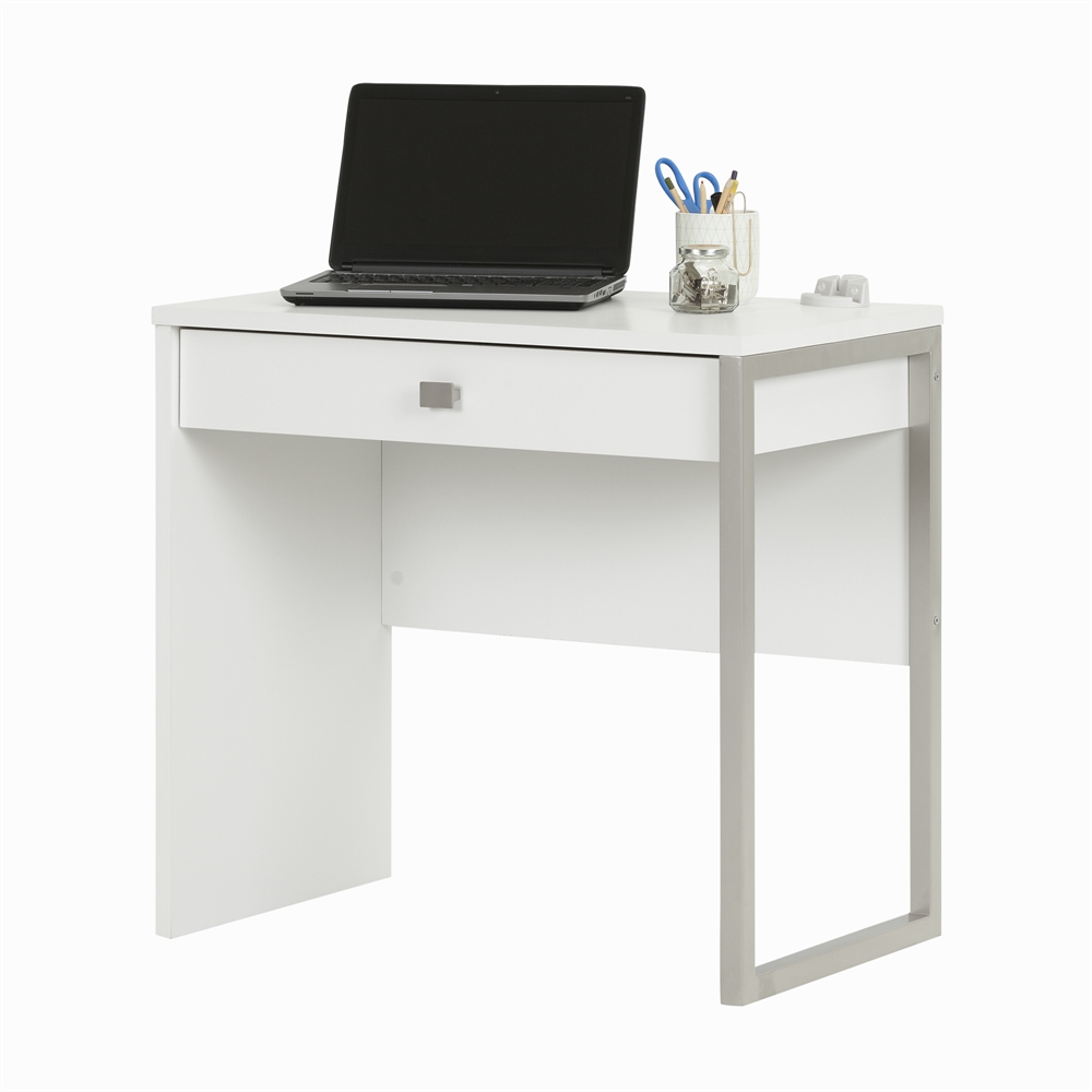 Interface Desk with 1 Drawer, Pure White. Picture 6