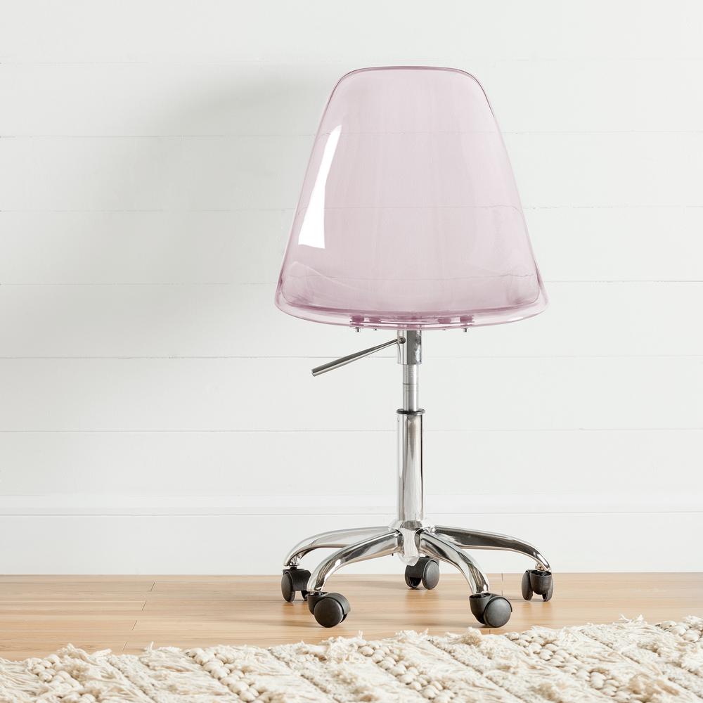 Annexe Clear Pink Blush Acrylic Office Chair with Wheels