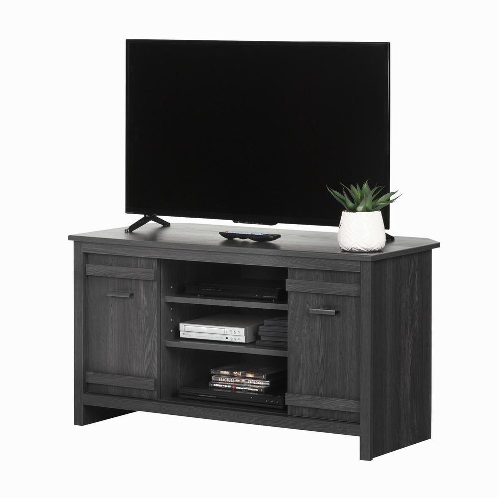 Exhibit Corner TV Stand, for TVs up to 42'', Gray Oak. Picture 2
