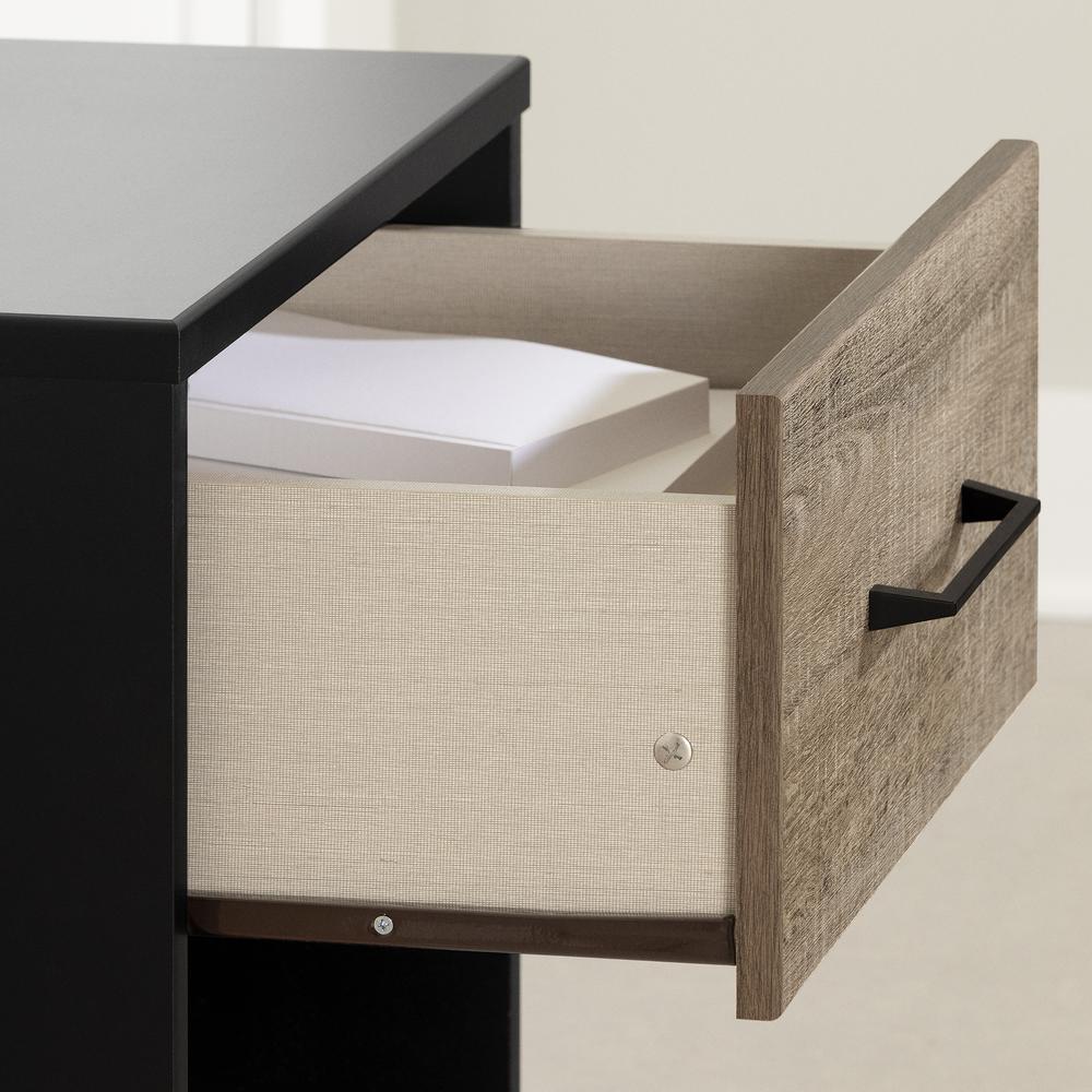 Arlen 1-Drawer Nightstand, Weathered Oak and Matte Black. Picture 3
