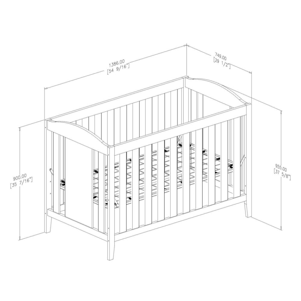 Angel Crib with Toddler rail, Pure White. Picture 4