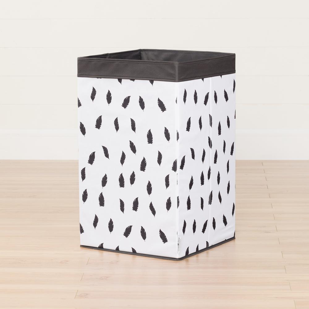 Storit White/Grey Laundry Hamper Feathers Print. The main picture.