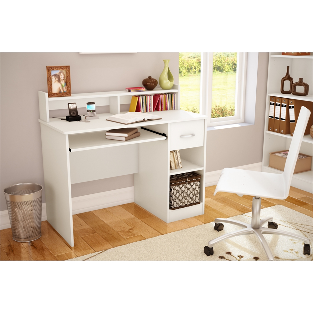 South Shore Axess Desk with Keyboard Tray, Pure White. Picture 2