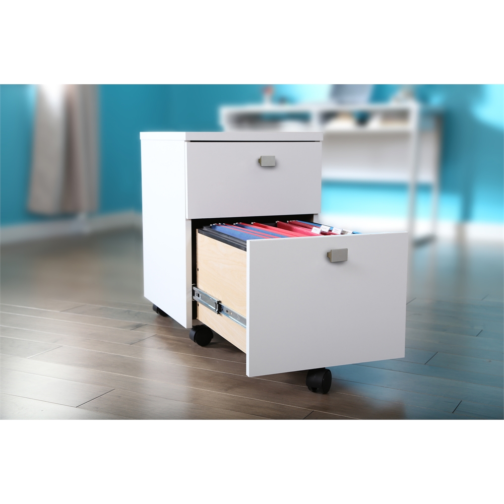 South Shore Interface 2-Drawer Mobile File Cabinet, Pure White. Picture 5