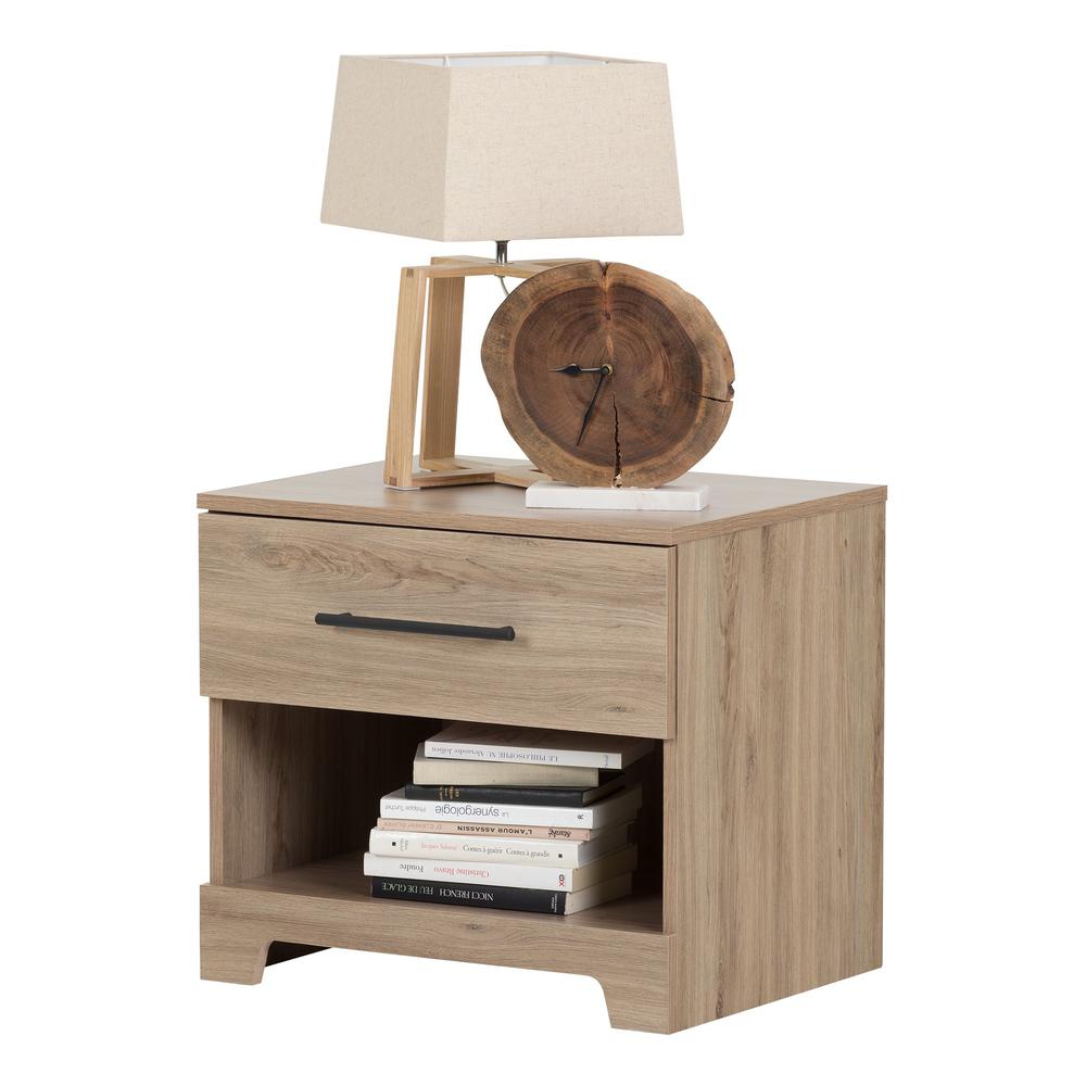 Primo 1-Drawer Nightstand, Rustic Oak. Picture 1