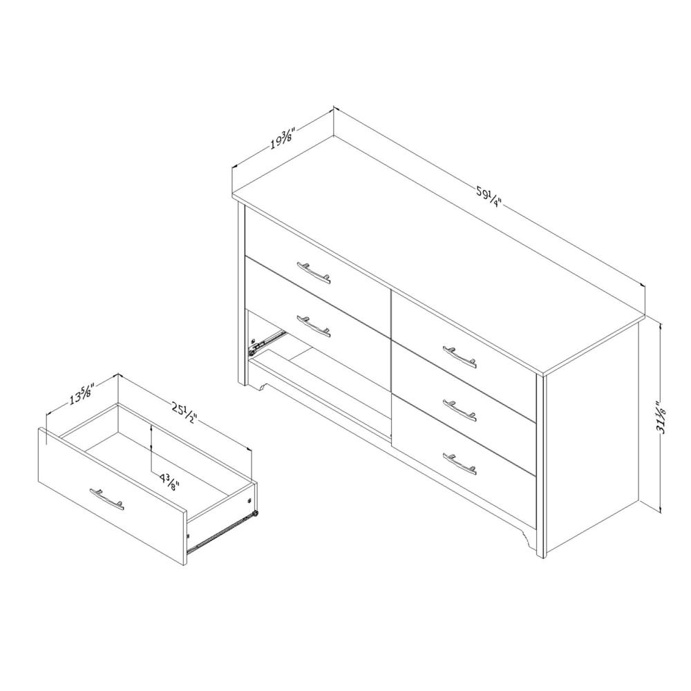 Fusion 6-Drawer Double Dresser, Gray Oak. Picture 3