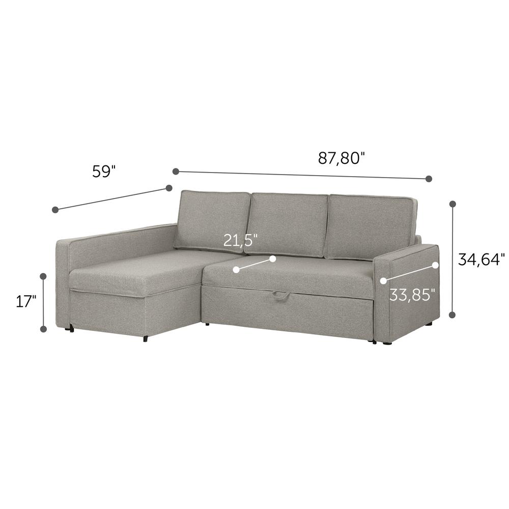 Live-it Cozy Sectional Sofa-Bed with Storage, Gray Fog. Picture 3