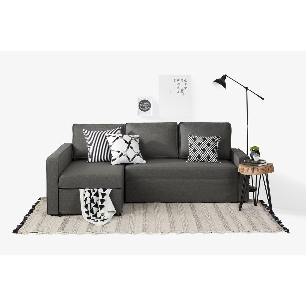 Live-it Cozy Sectional Sofa-Bed with Storage, Charcoal Gray. Picture 2