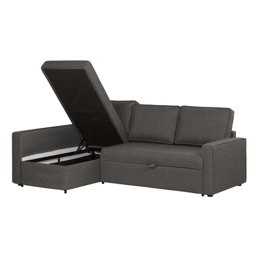 Live-it Cozy Sectional Sofa-Bed with Storage, Charcoal Gray. The main picture.