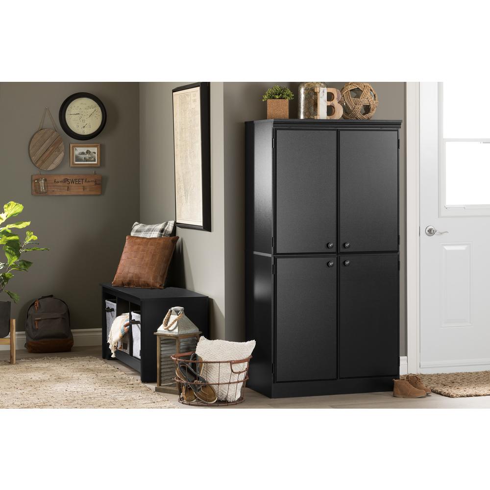 South Shore Morgan 4-Door Storage Cabinet, Pure Black. Picture 2