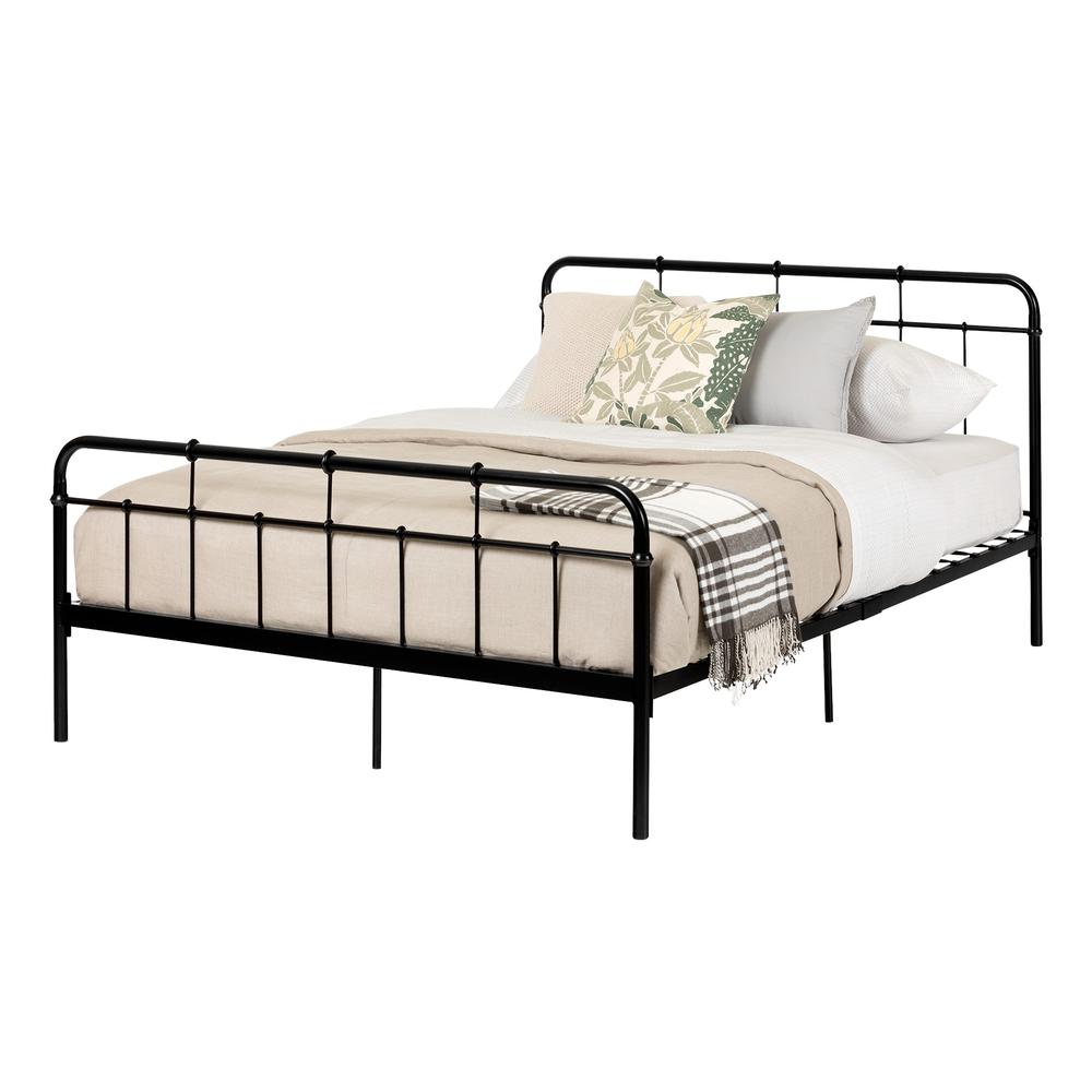 South Shore Versa Metal Queen Platform Bed with Headboard (60''), Black. Picture 2