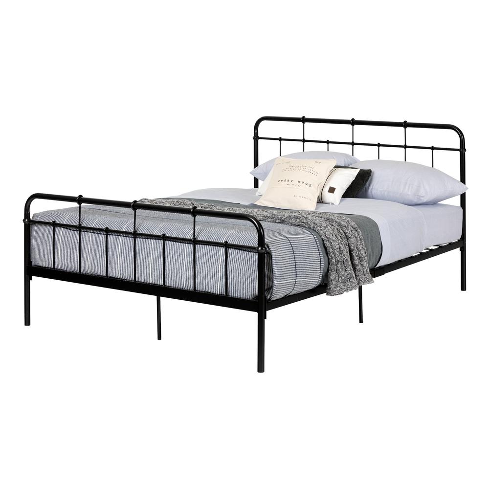 South Shore Holland Metal Queen Platform Bed with Headboard (60''), Black. Picture 2