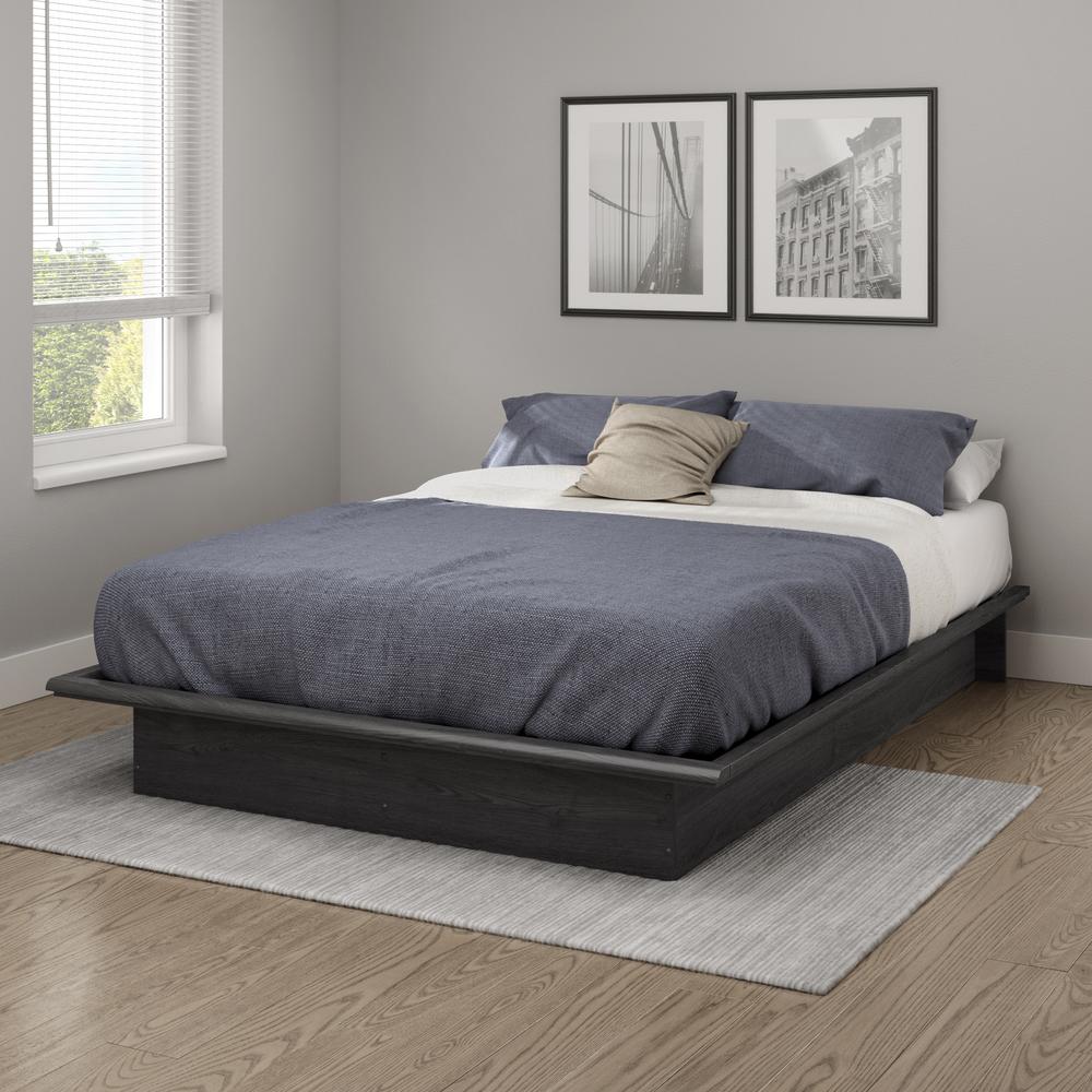South Shore Step One Full Platform Bed (54''), Gray Oak. Picture 1