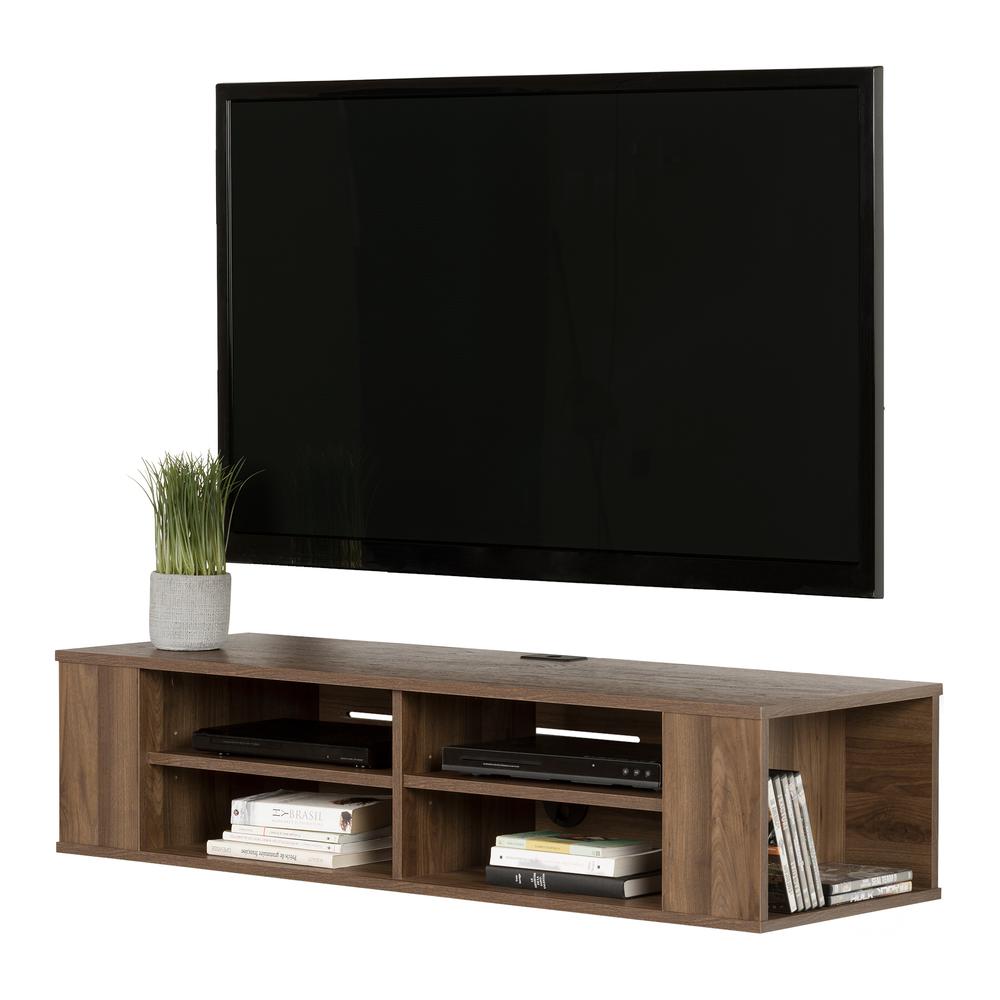 City Life 48" Wall Mounted Media Console, Natural Walnut. Picture 2