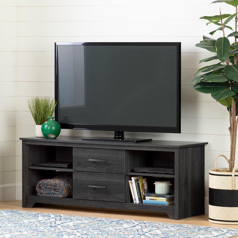 Fusion TV Stand with Drawers , Gray Oak. Picture 1