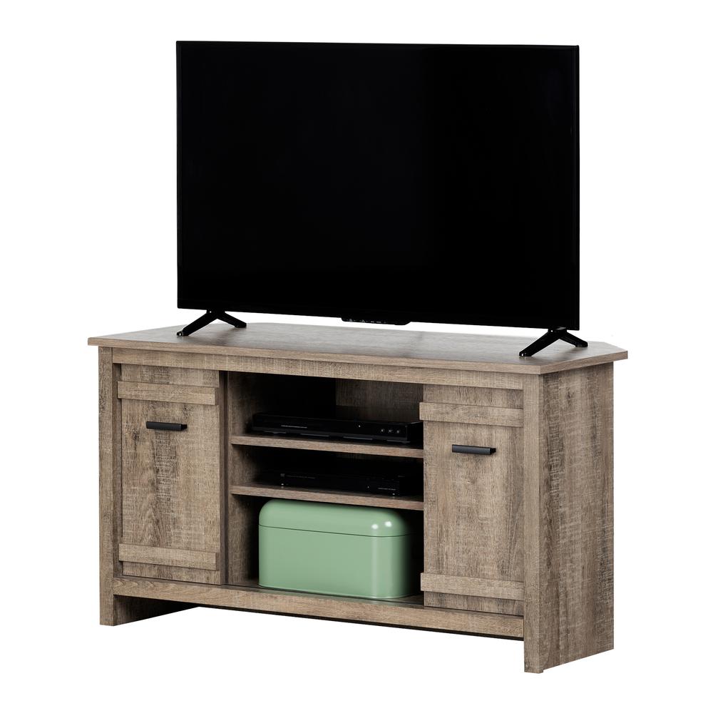 Exhibit Corner TV Stand, for TVs up to 42'', Weathered Oak. Picture 2