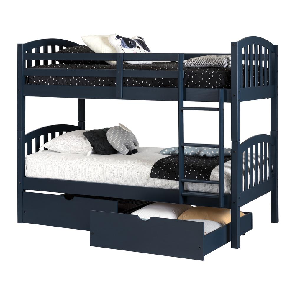 Ulysses Bunk Bed and Rolling Drawers Set. Picture 1