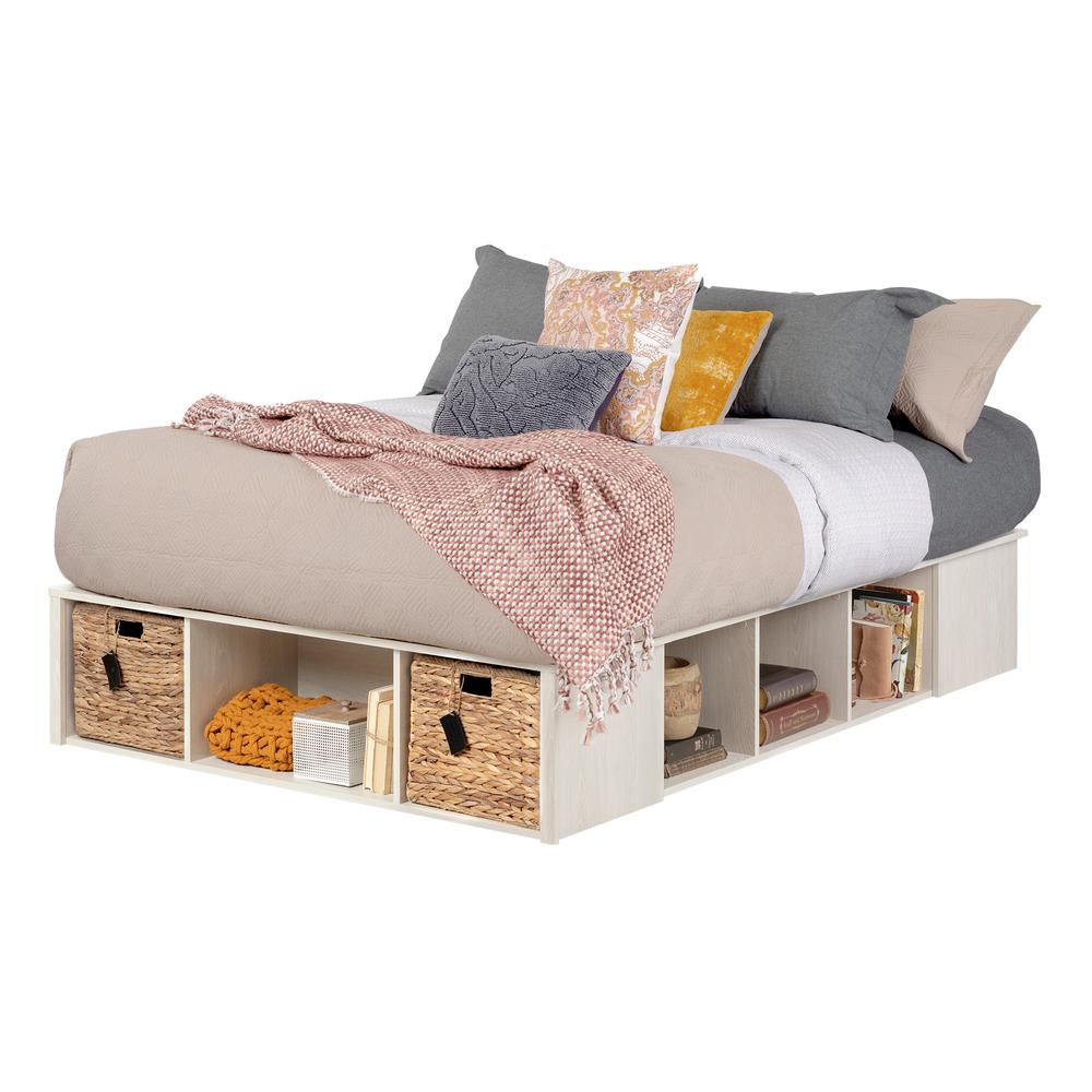 Avilla Storage Bed with Baskets, Winter Oak and Rattan, W56 x D76.75 x H13.75. Picture 2