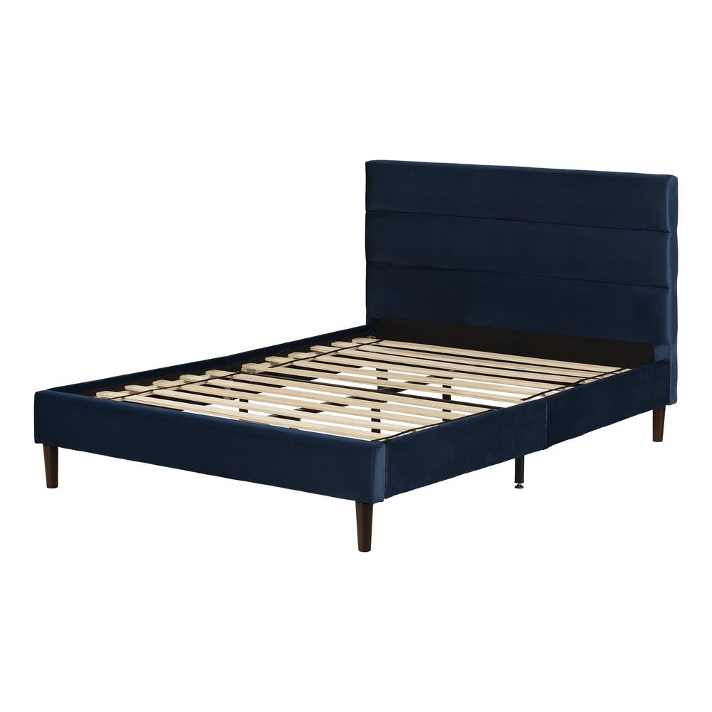 Maliza Upholstered Complete Platform Bed, Blue. Picture 1