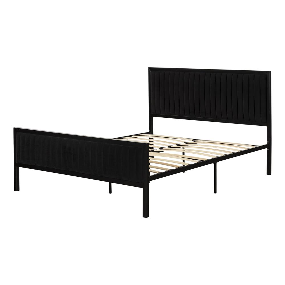 Maliza Upholstered Metal Bed, Pure Black. Picture 1