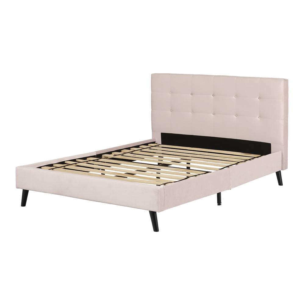 Maliza Upholstered Complete Platform Bed, Pale Pink. Picture 1
