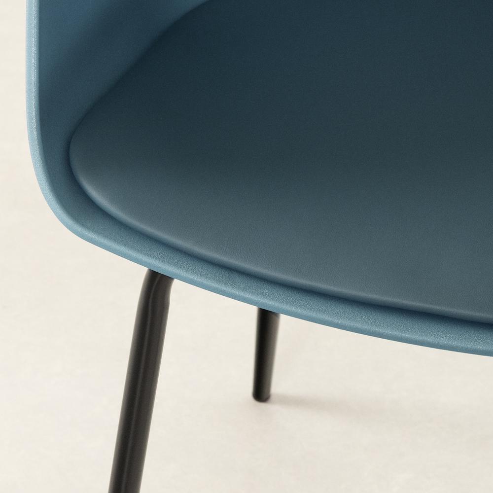 Flam Chair with Metal Legs, Steel Blue and Black. Picture 3