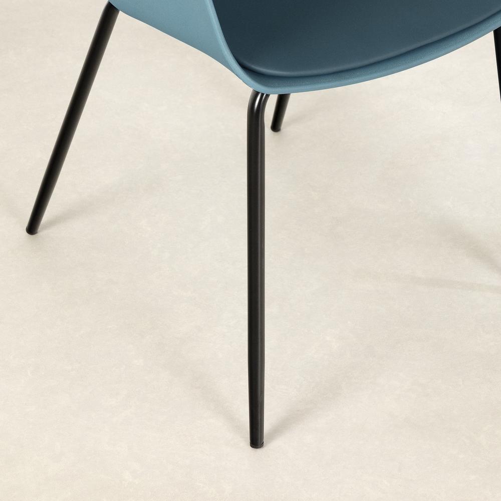 Flam Chair with Metal Legs, Steel Blue and Black. Picture 4