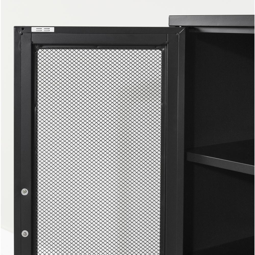 Crea Metal Mesh 2-Door Accent Cabinet, Black. Picture 3