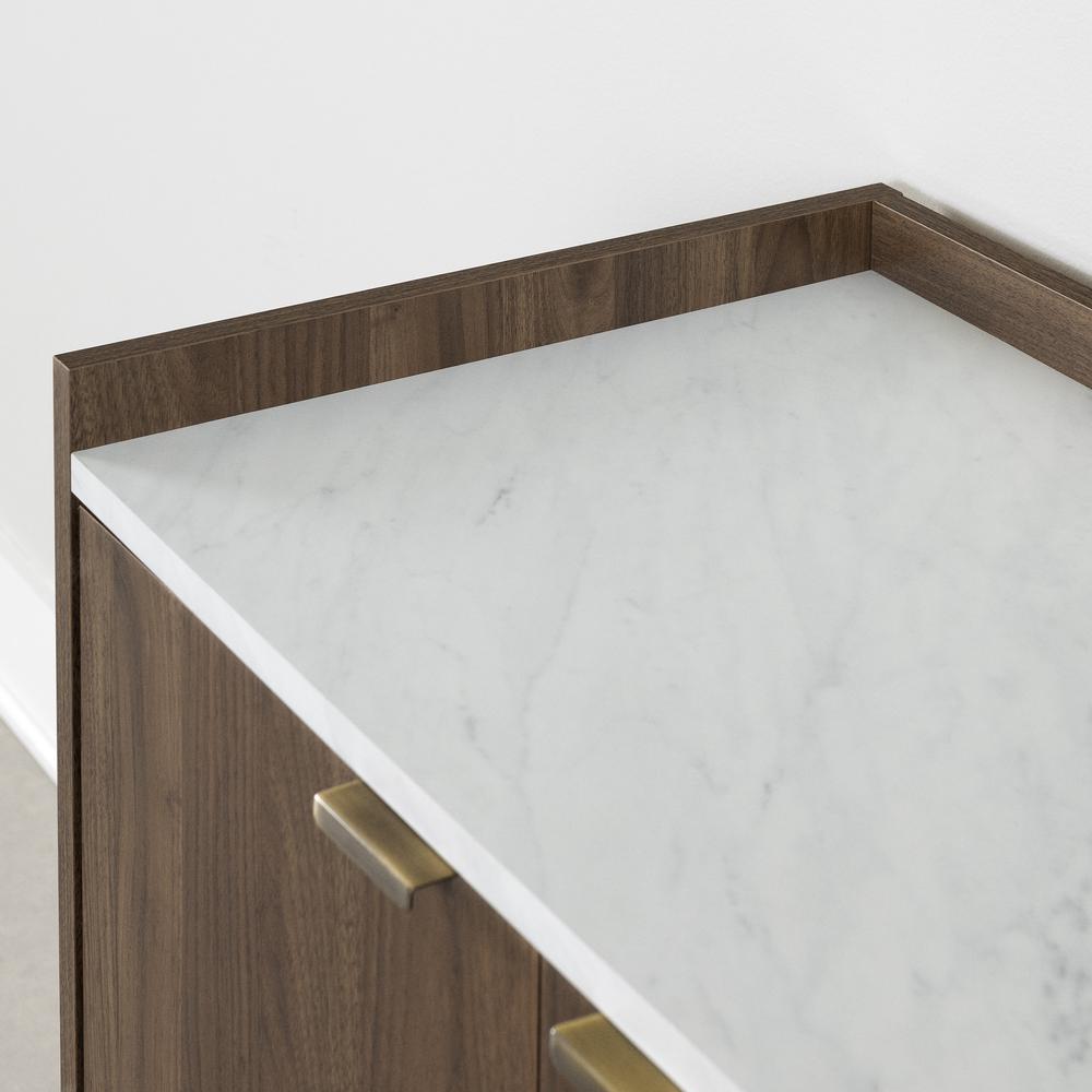 Hype Storage Cabinet, Natural Walnut and Faux Carrara Marble. Picture 3