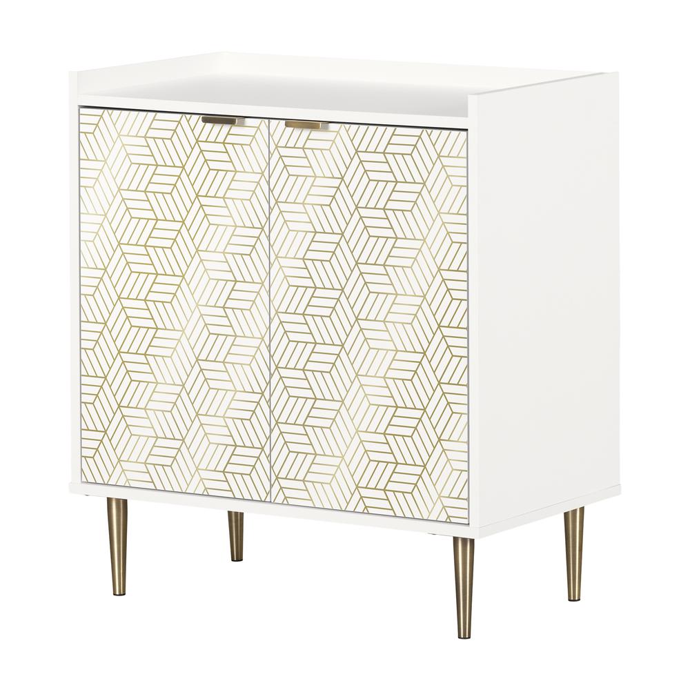Hype Storage Cabinet, White and Gold. Picture 1