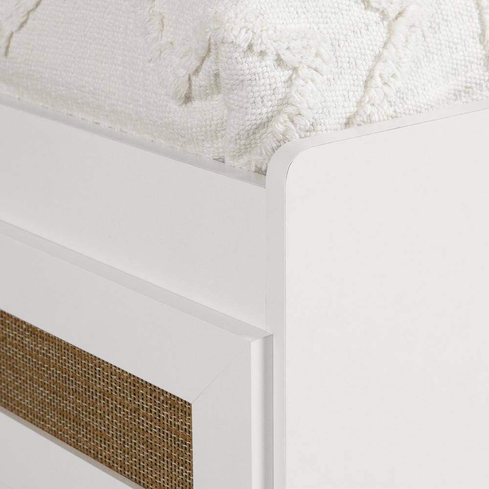 Bloom Mates Bed with 3 Drawers, White and Faux Printed Rattan. Picture 4
