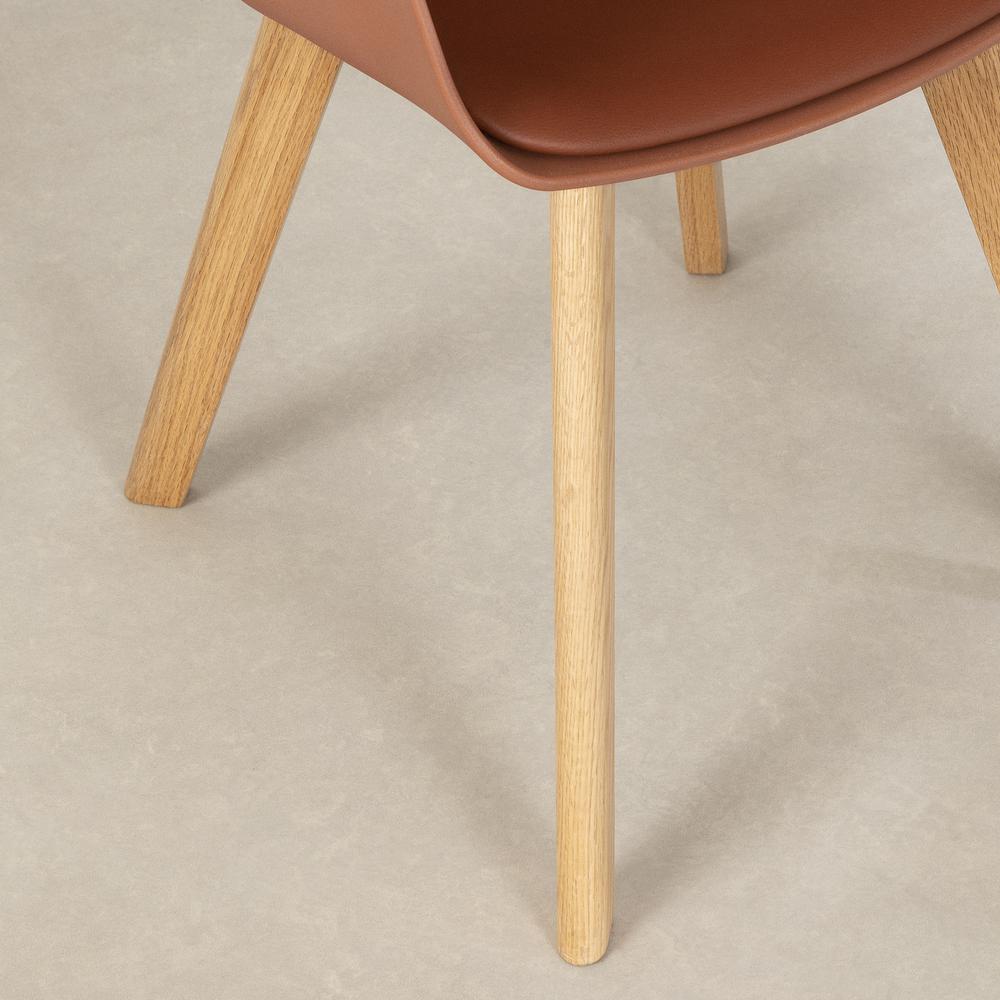 Flam Chair with Wooden Legs, Burnt Orange and Natural. Picture 3