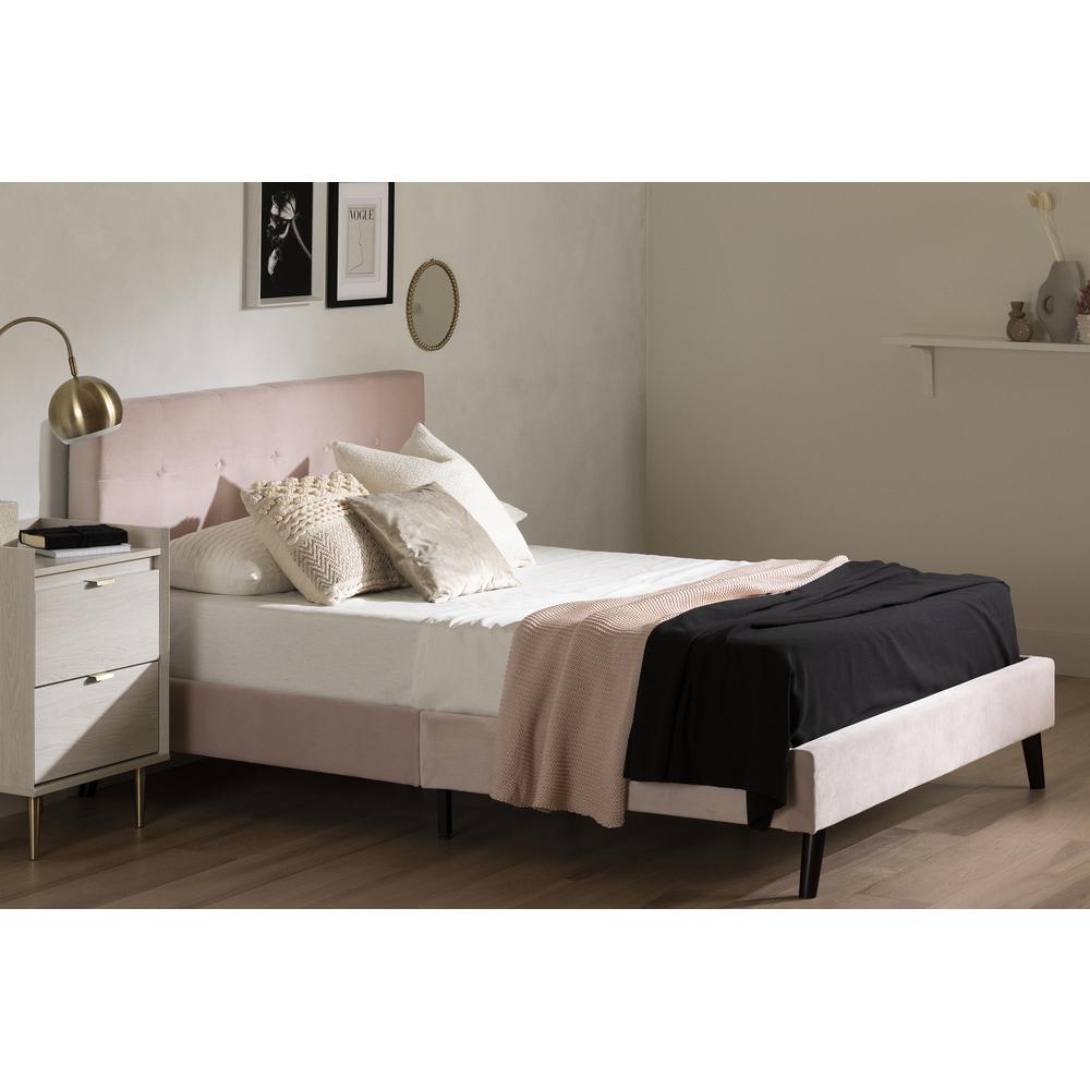 Maliza Upholstered Complete Platform Bed, Pale Pink. Picture 2