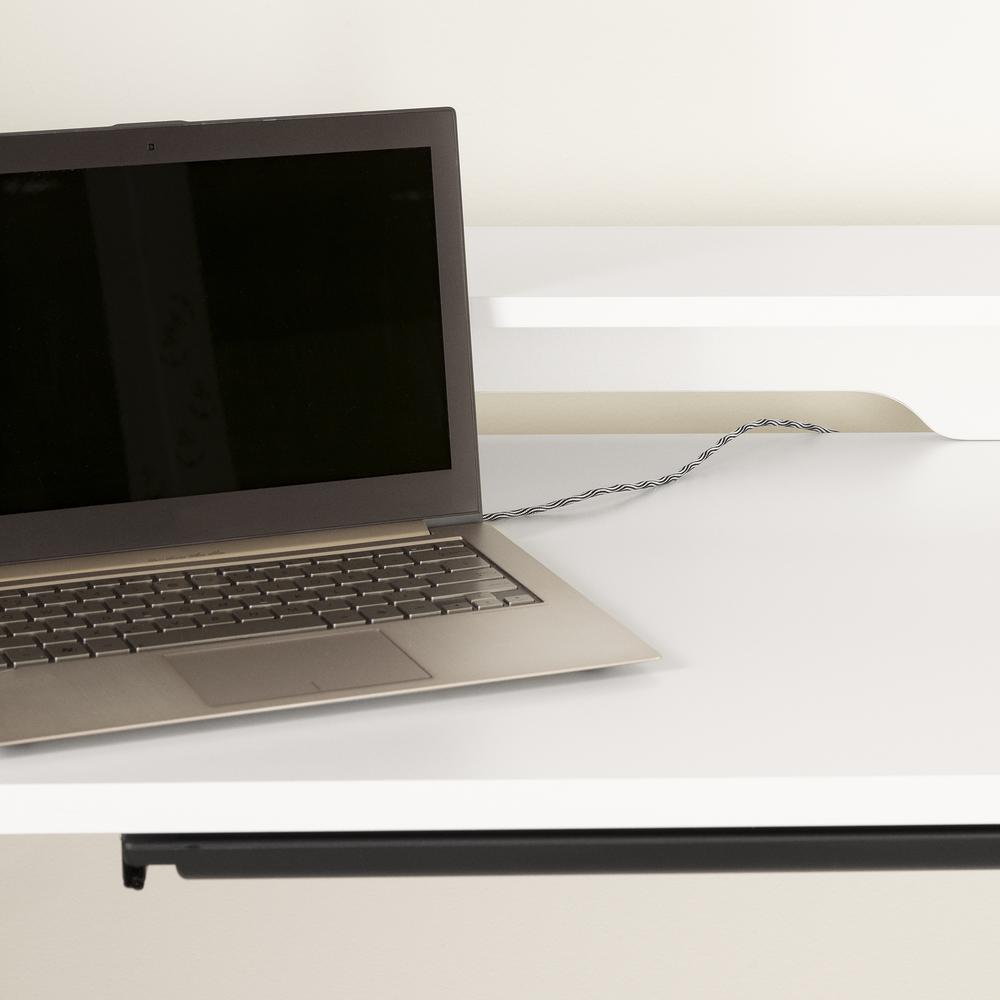 Helsy Adjustable Height Standing Desk with Built In Power Bar, Pure White. Picture 5