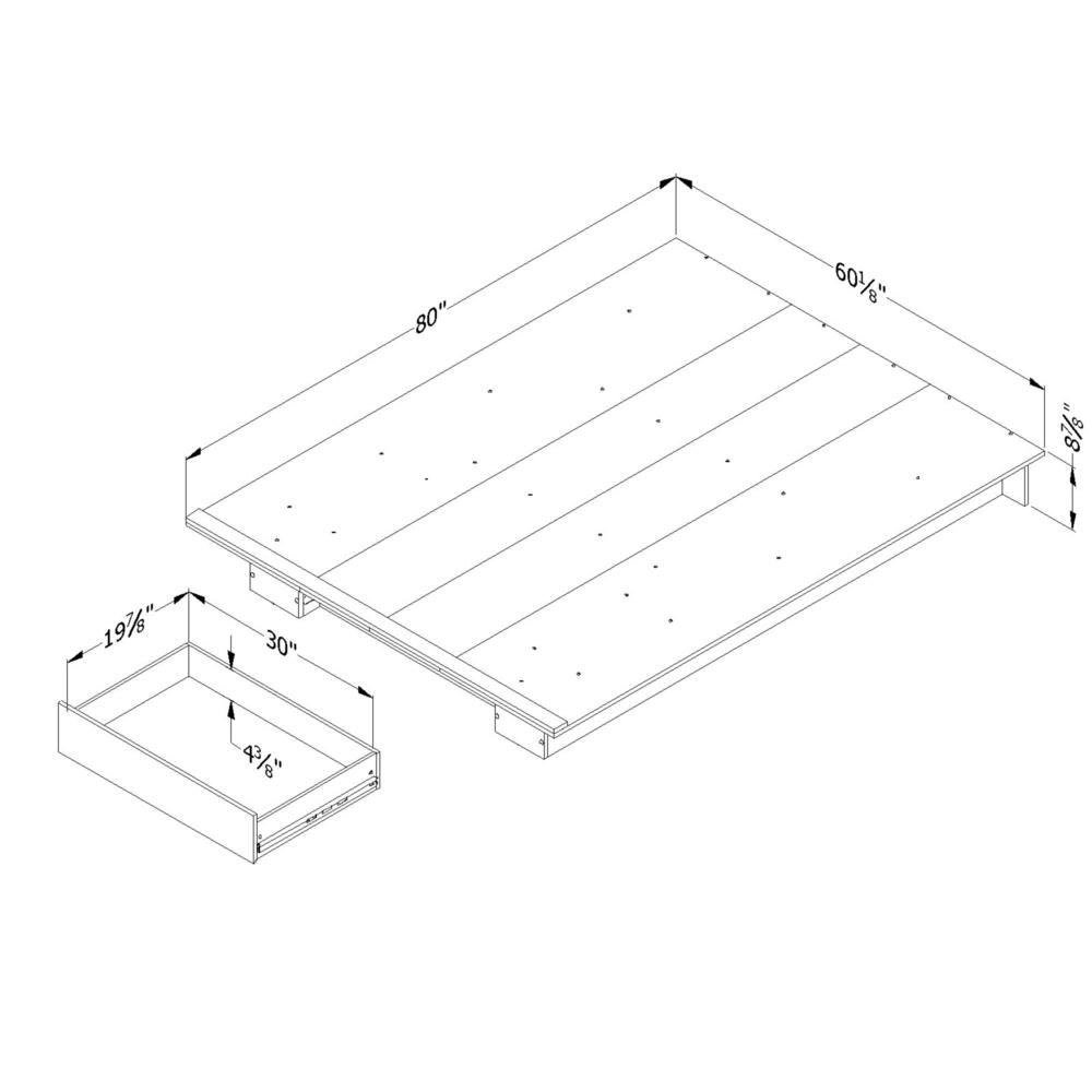 Kanagane 1-Drawer Platform Bed, Pure White. Picture 4
