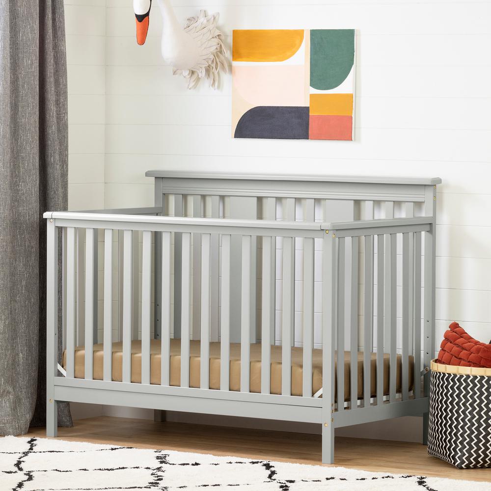 Cotton Candy Baby Crib 4 Heights with Toddler Rail, Soft Gray. Picture 3