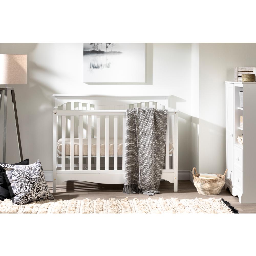 Savannah Baby Crib 4 Heights with Toddler Rail, Pure White. Picture 4