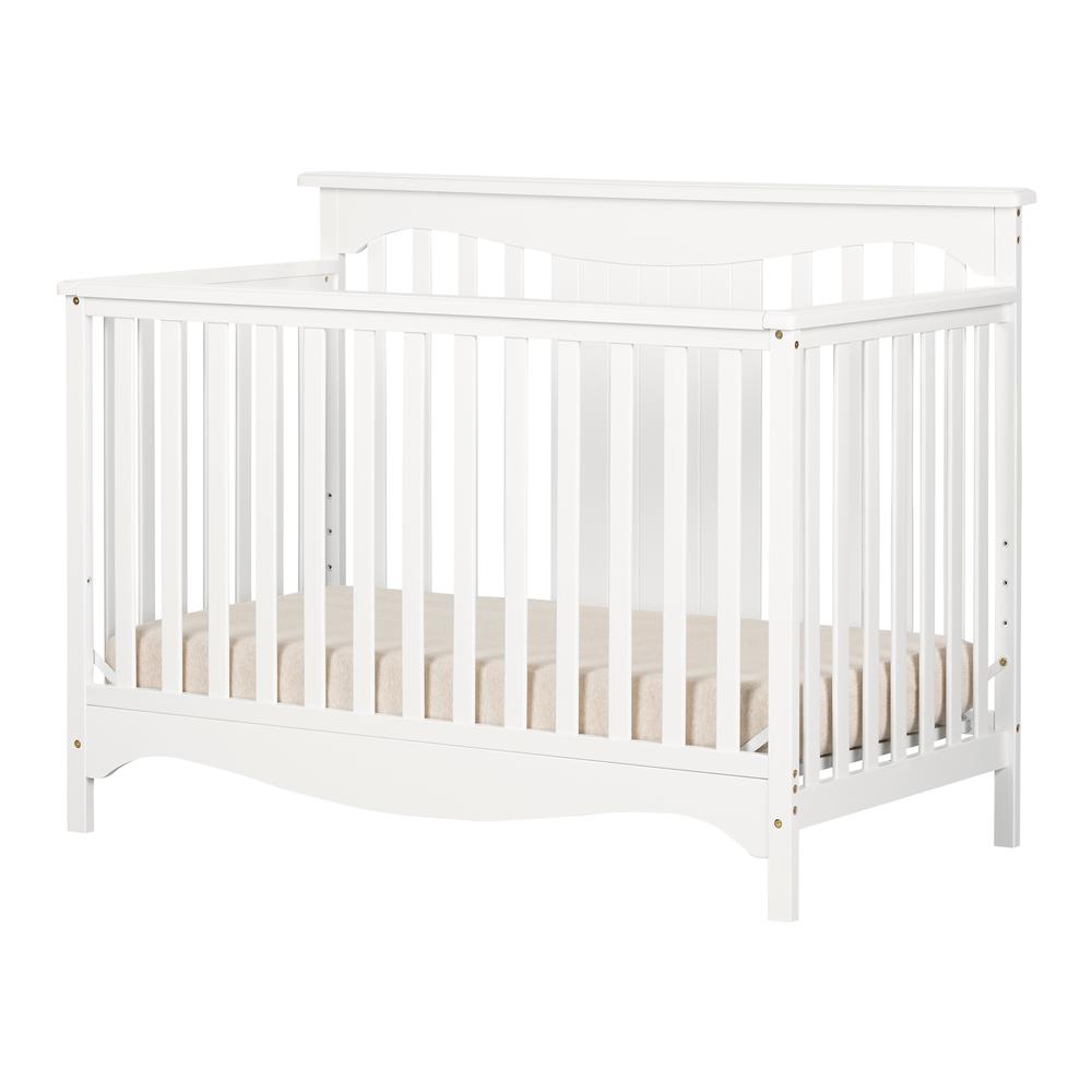 Savannah Baby Crib 4 Heights with Toddler Rail, Pure White. Picture 3
