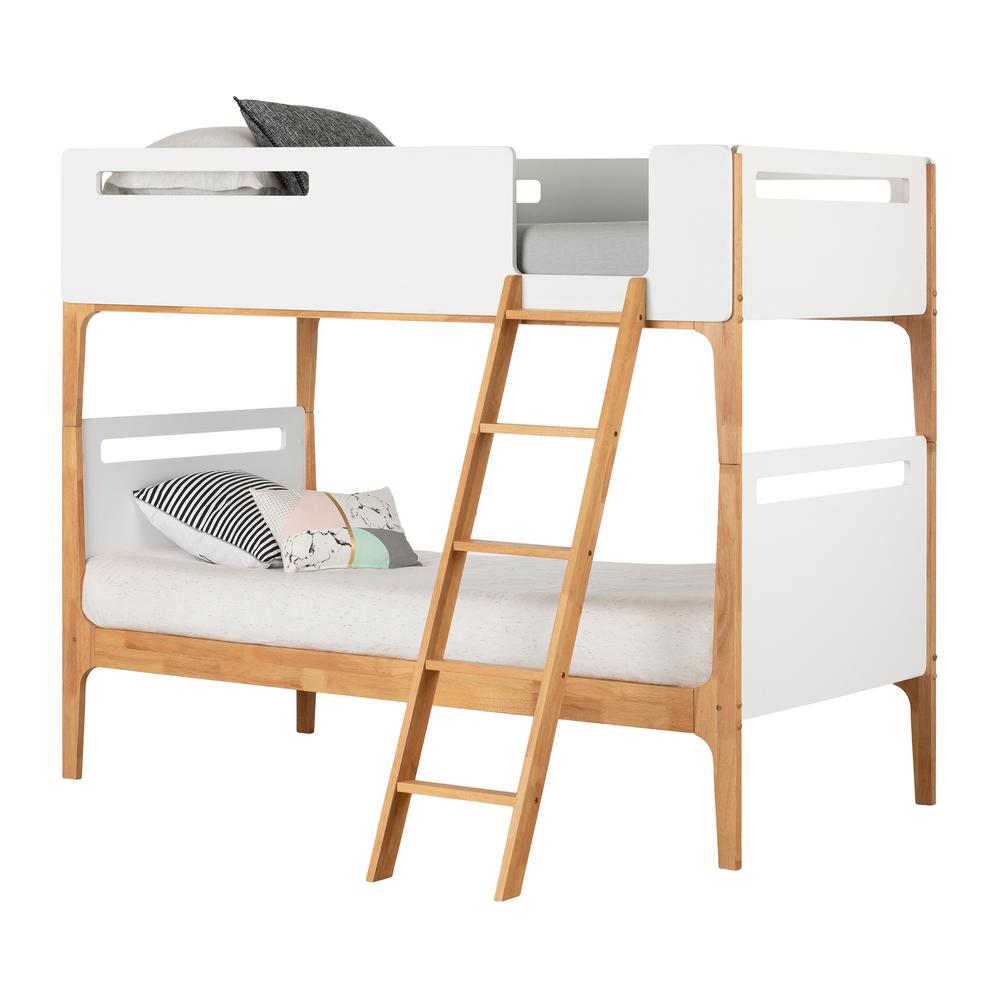 Bebble Modern Bunk Beds, Pure White and Exotic Light Wood. Picture 2