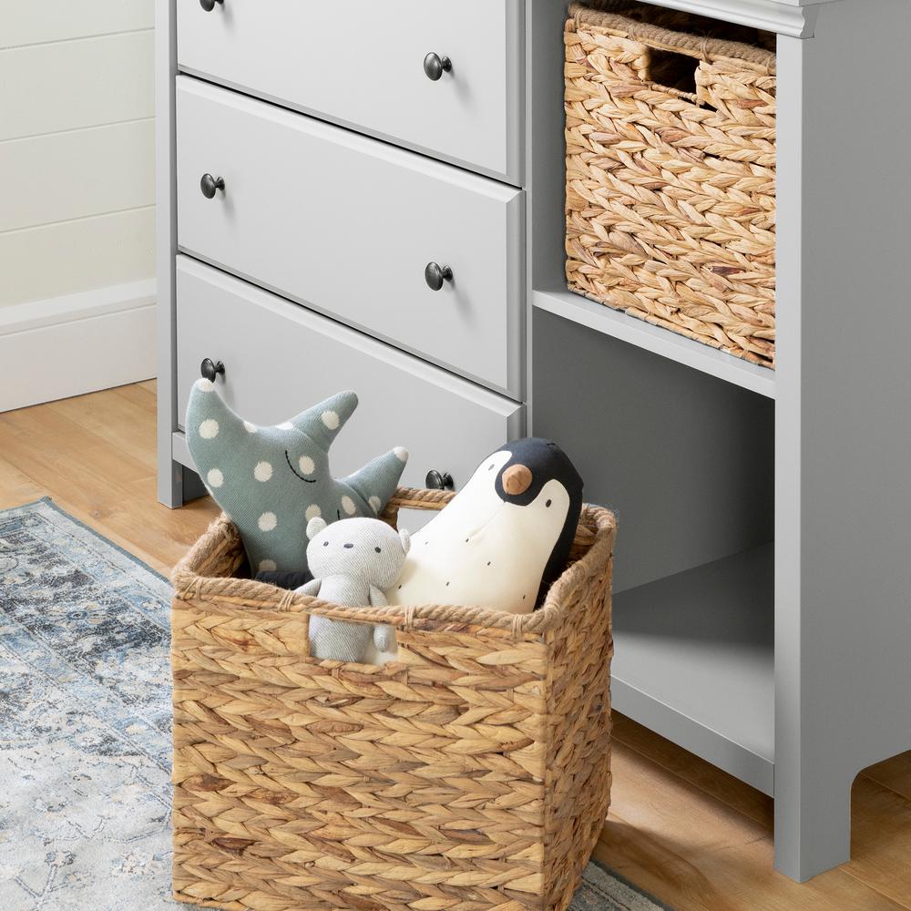 Cotton Candy 3-Drawer Dresser with Baskets, Soft Gray. Picture 1