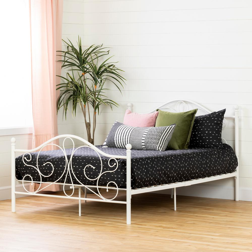 Summer Breeze Complete Metal Platform Bed , White, W55.86 x D78 x H41.75. Picture 2
