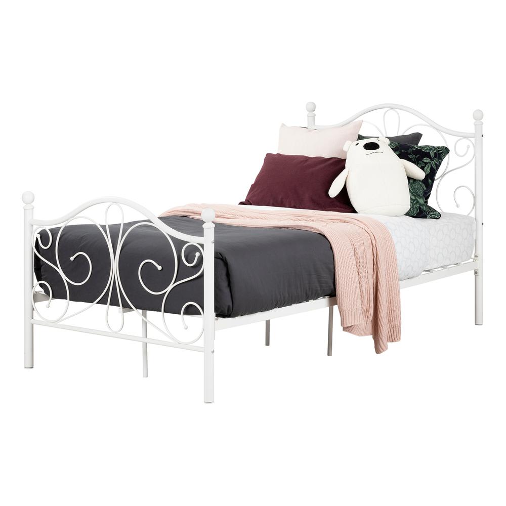Summer Breeze Complete Metal Platform Bed , White, W39.75 x D78 x H39.75. Picture 1