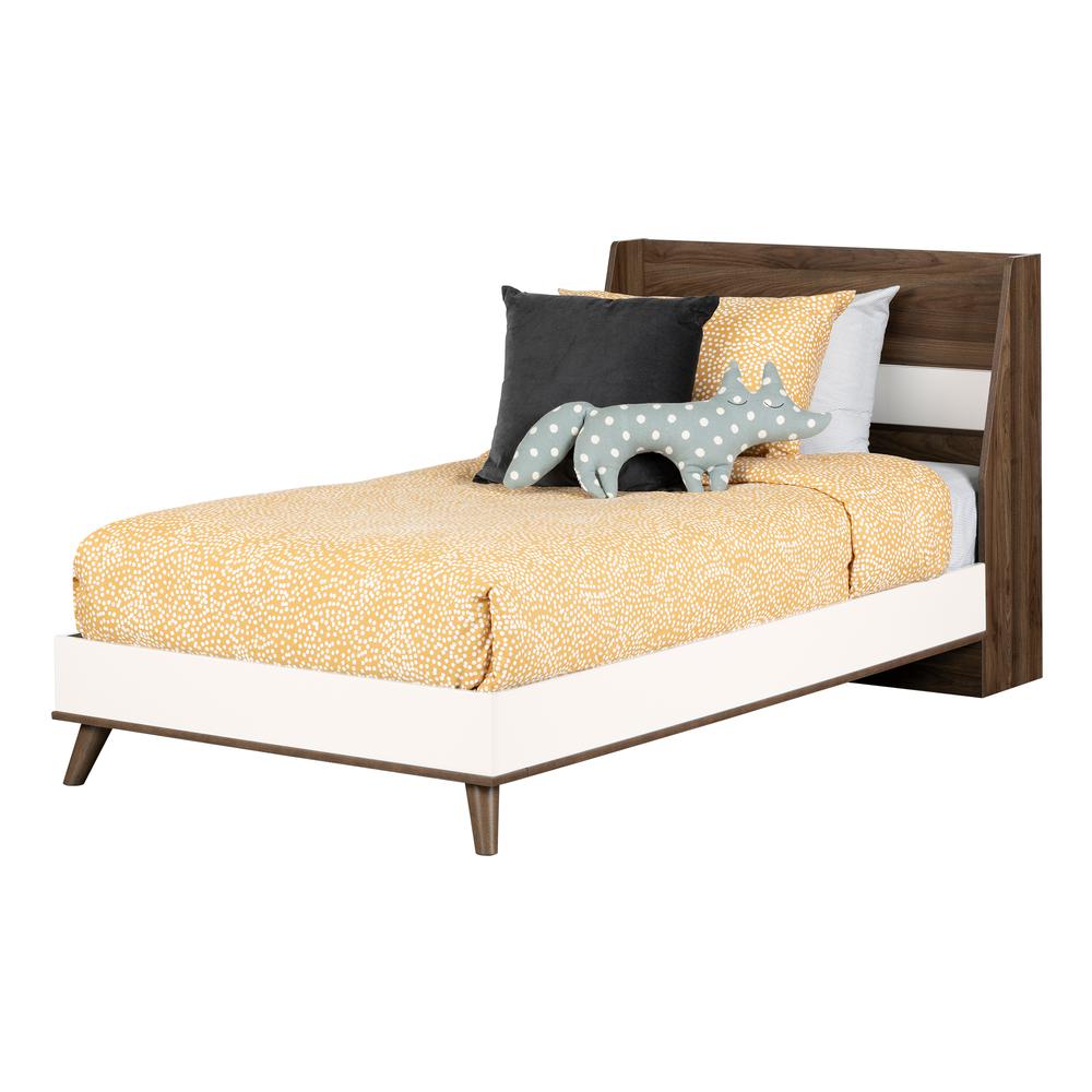 Yodi Complete Bed, Natural Walnut and Pure White, W40.5 x D76.75 x H35.75. Picture 2