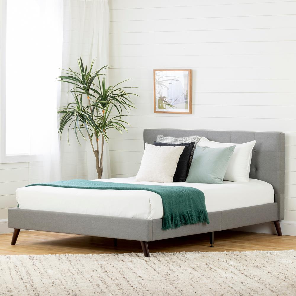 Fusion Complete Upholstered Bed, Medium Gray, W55 x D76 x H37.4. Picture 2