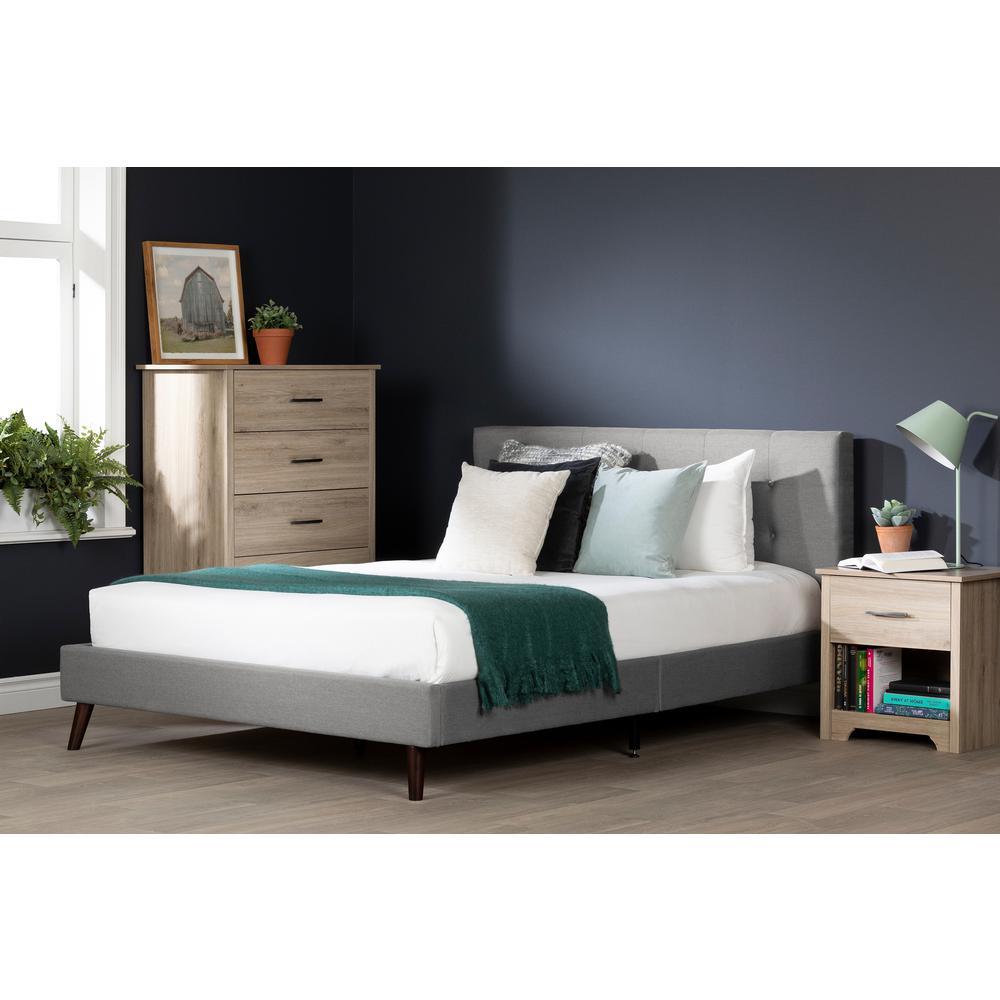 Fusion Complete Upholstered Bed, Medium Gray, W61 x D81 x H37.4. Picture 3