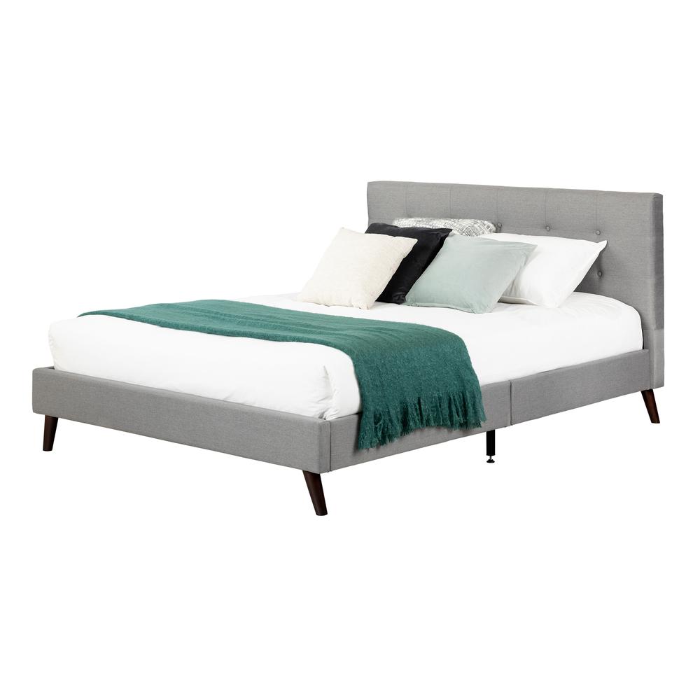 Fusion Complete Upholstered Bed, Medium Gray, W55 x D76 x H37.4. Picture 1